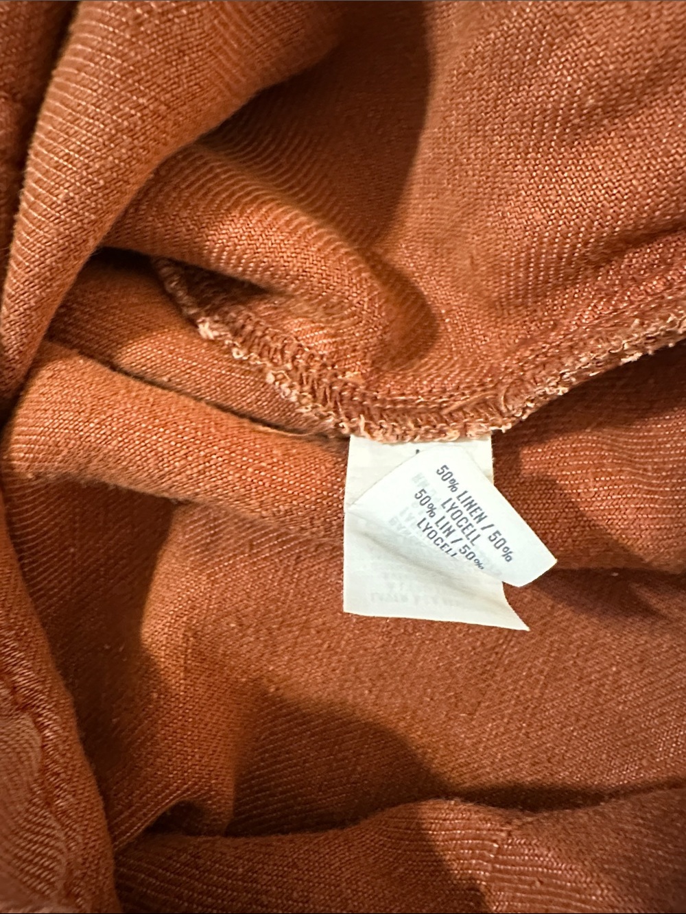Aerie Brown Linen Blend Women's Short Overalls Romper Knotted Straps Size L - Picture 9 of 10